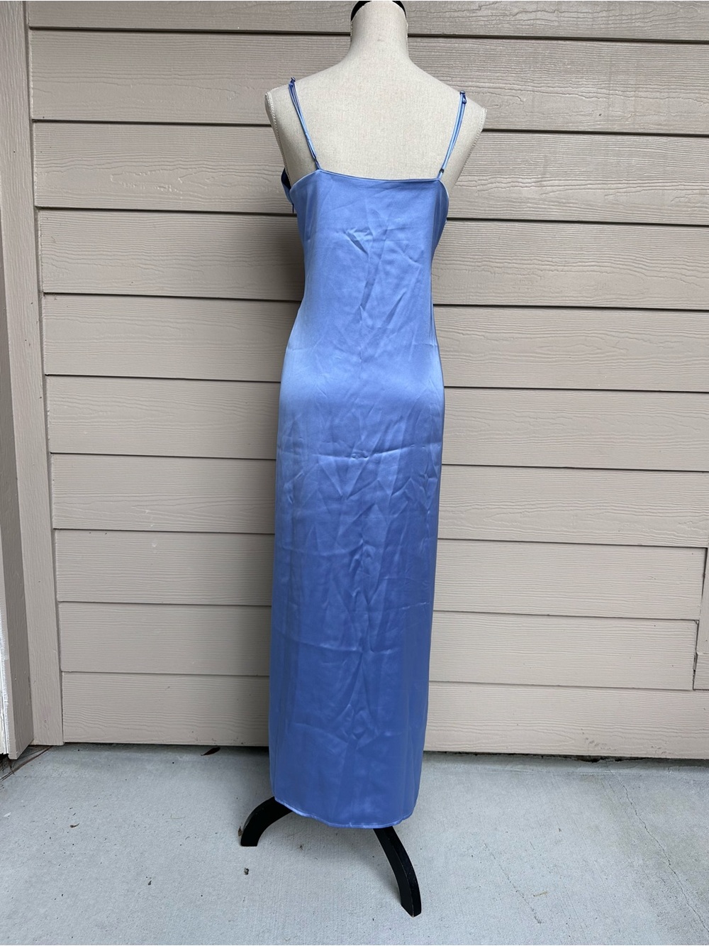 Marine Layer Women's Gabrielle Slip Maxi Satin Dress Periwinkle Size Large (A7) - Picture 8 of 10
